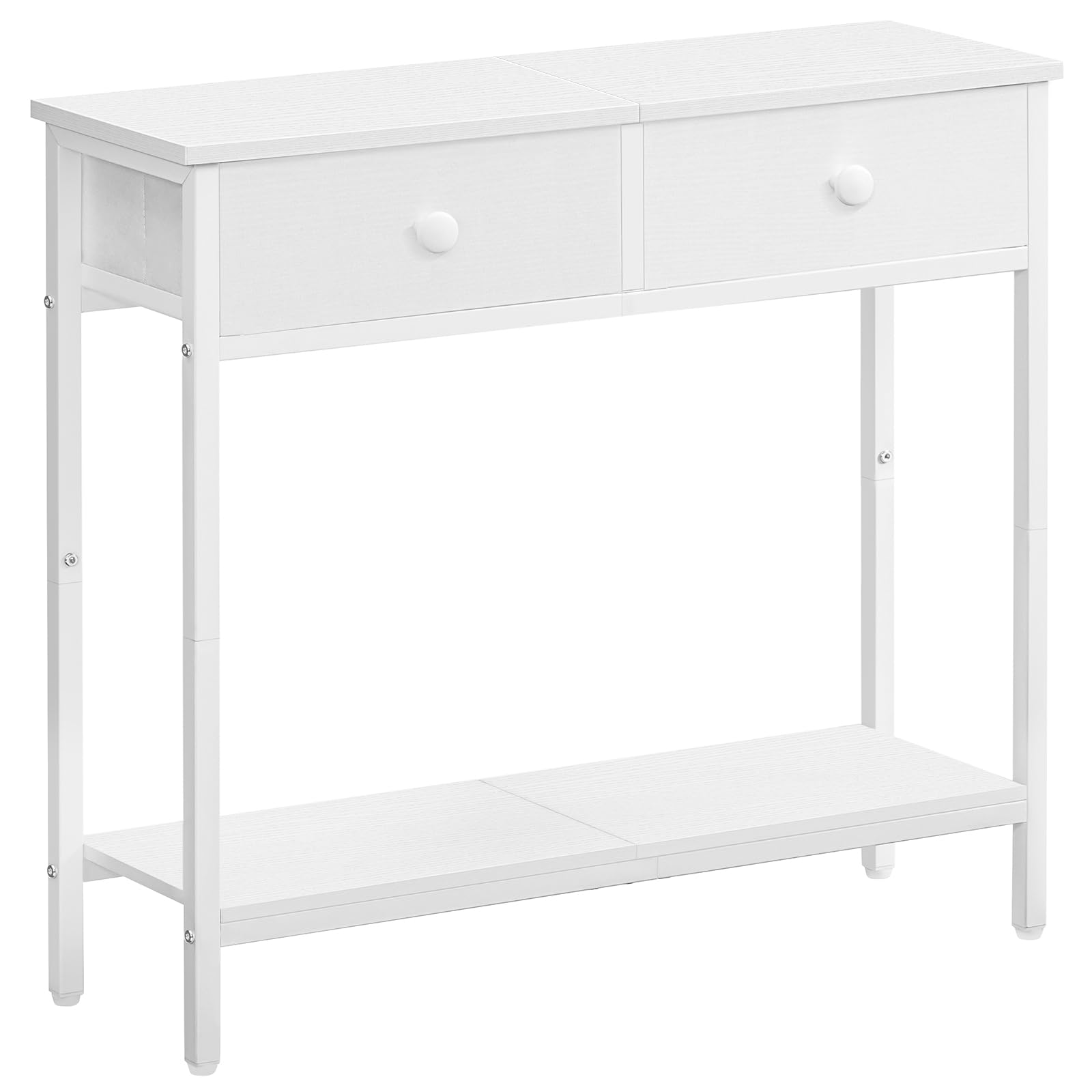 HOOBRO Consolle Ingresso, Tavolo con 2 Cassetti di Tessuto, 75 x 24 x 75 cm Tavolo da Divano, per Corridoio, Entrata e Soggiorno, Struttura Stabile, Bianco EWW71XG01