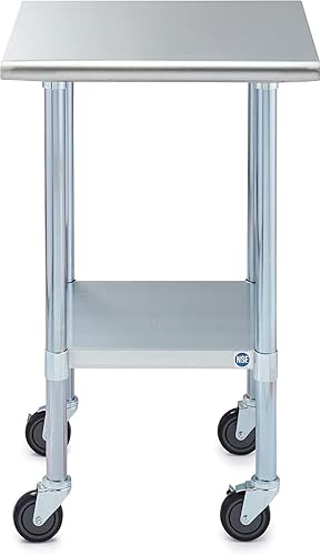 Vista 30 de Rockpoint - Mesa de acero inoxidable para preparación y trabajo con protector contra salpicaduras, 24 x 36 pulgadas; para cocina comercial, metal