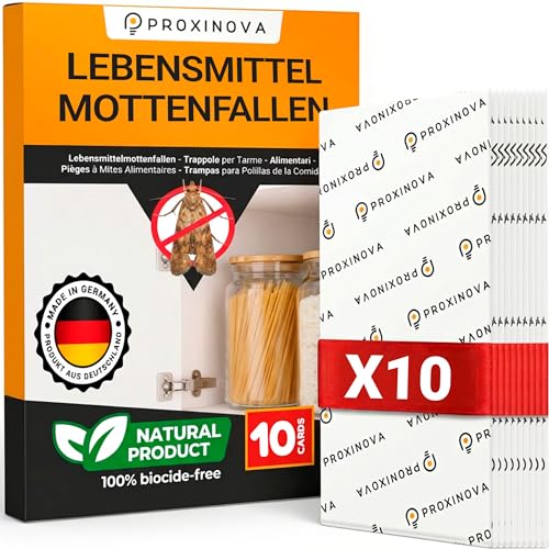 Proxinova Mottenfalle Lebensmittel - Lebensmittelmotten Falle Motten Bekämpfen Küche Mit Pheromonfallen Klebefallen Zur Früherkennung Bis 3 Monate Monitoring Biocidefrei 10 Karten - Made In Germany