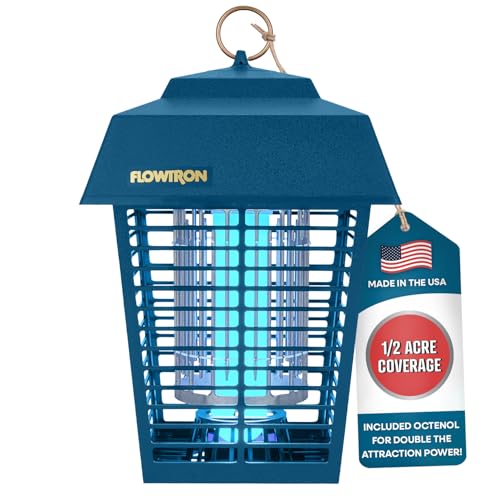 Flowtron Electric Bug Zapper 1/2 Acre Outdoor Insect Control with Dual Lure Method, 15W UV Light...