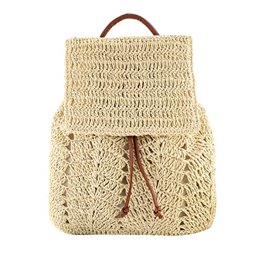 Bolsa de ombro feminina de palha GETBSTOOP, mochila prática de tecido, casual para praia, férias, mochilas, balde, praia, piscina