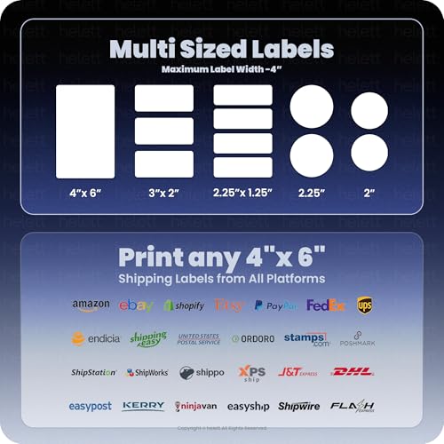 Image of helett RapidLabel Lite BT Label Printer Machine | Bluetooth Thermal Printer 4x6 Shipping & Barcode Labels | USB + Wireless, 203 DPI, 152mm /s | Android, iOS, Windows, Mac | Inkless, No Seller Flex