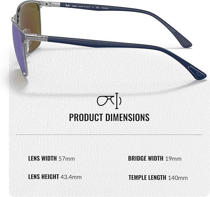 Image of Ray-Ban RB3686 CHROMANCE POLARIZED Square Shape Sunglasses for Men & Women with Official Eyewear Kit