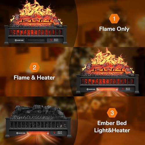 Image of Riseon 23 inch Electric Fireplace Logs Inserts Heater with Remote Control