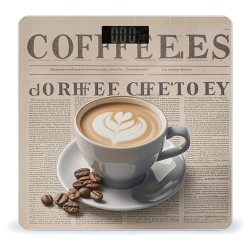 Báscula Digital Vintage Coffee de Vidrio Templado para Baño