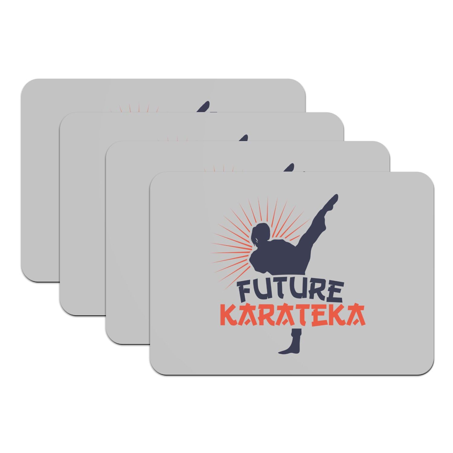 Set de table futur karatéka gris en caoutchouc 39,5x28,5 cm x4