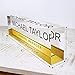 Artblox Personalized Name Plate for Desk | Gold Stripe On Clear Acrylic Glass | Custom Desk Name Plate Personalized with Name and Credentials for Teacher Phd Military Office Name Plate (8