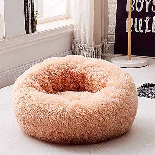 Almofada de cama de animal de estimação,Funien Cama de pelúcia para gatos Almofada redonda calmante