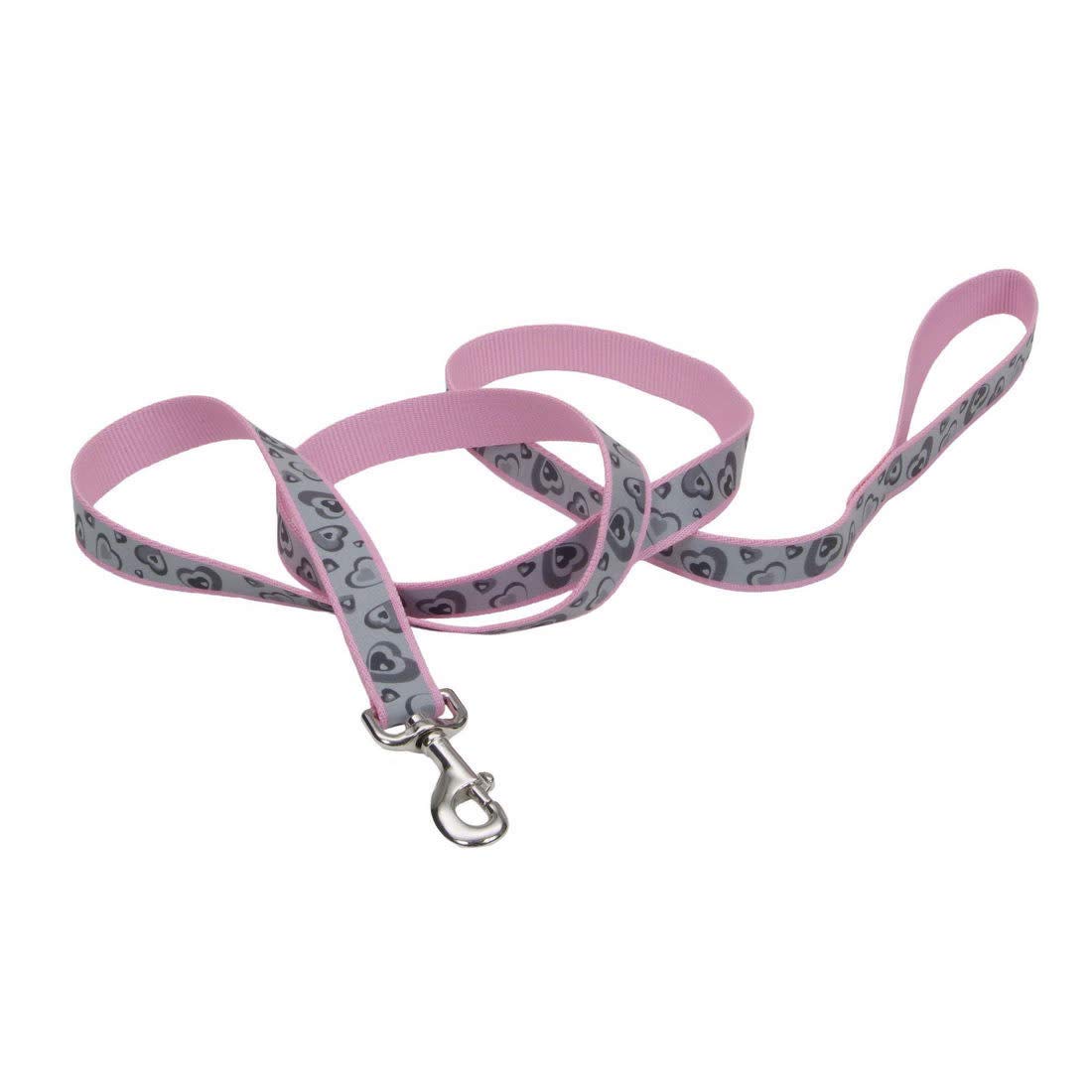 Coastal Lazer Brite Reflective Dog Leash Pink New Hearts