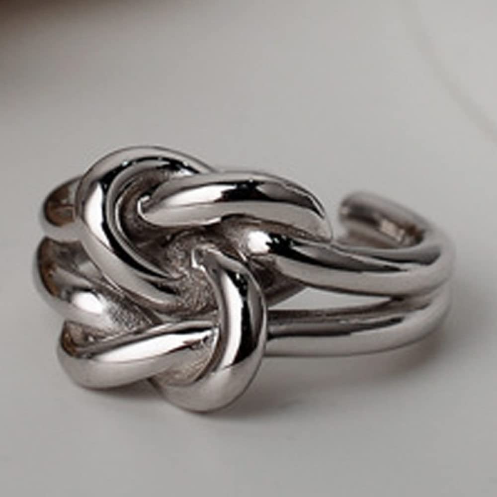 Anello In Argento Sterling 925,Anelli Regolabili Per Le Donne Multistrato Cravatta Un Nodo Argento Sterling 925 L'Anello Dito Indice Goth Anelli Eternity Fedi Nuziali Anelli Di Promessa Per Ragazze