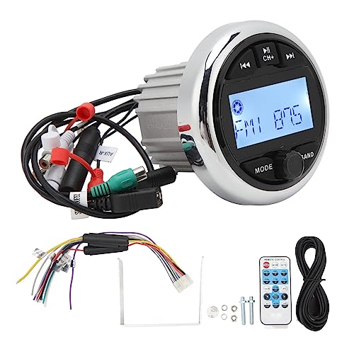 Asixxsix Receptor Estéreo Marino para Barco, Reproductor de MP3 Bluetooth, Radio de Audio Estéreo Digital FM Am con Control Remoto, Sistemas de Radio para Barco Impermeable para