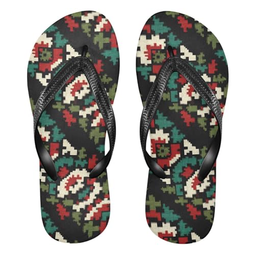 Flip Flop Sandals Aztec Pattern Print for Women Men Beach Outdoor XS