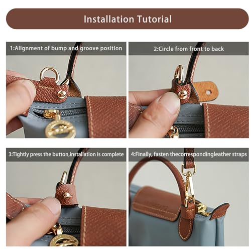 Leather Strap for LongChamp Mini Bag, Upgraded First Layer Cowhide Purse Crossbody Straps Mini Pouch Conversion Kit Replacement for Women Handbags (Brown)4