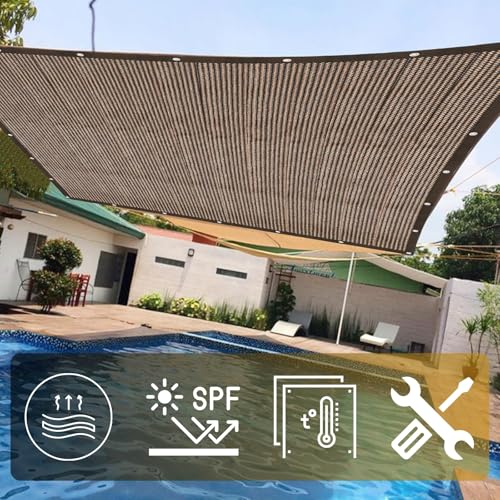 Voile d'ombrage marron respirant pour aménager le coin piscine - 3