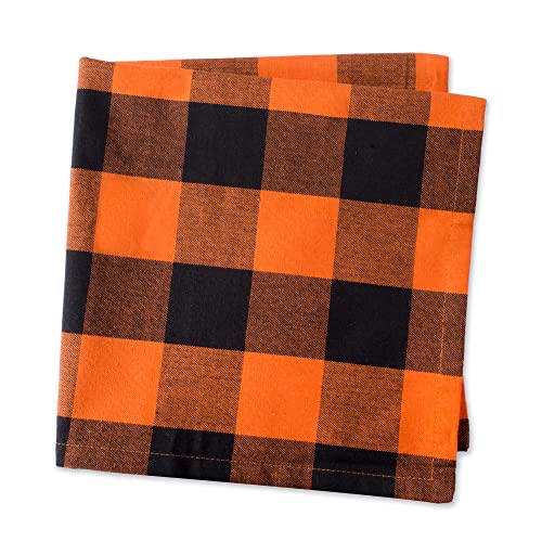 DII Buffalo Check Collection, Classic Farmhouse Tabletop Set, Napkin Set, 20x20, Orange & Black, 6 Piece, Napkin Set, 20x20" - Image 4