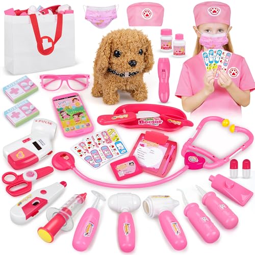 33PCS Toy Doctor Kit for Girls with Pet Vet Role Play