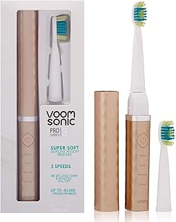 Voom Sonic Pro 3 Series Rechargeable Electric Toothbrush | Dentist Recommended | Portable Oral Care| 2-Minute Timer | 3 Adjustable Speeds| Light Weight Design | Soft Dupont Nylon Bristles