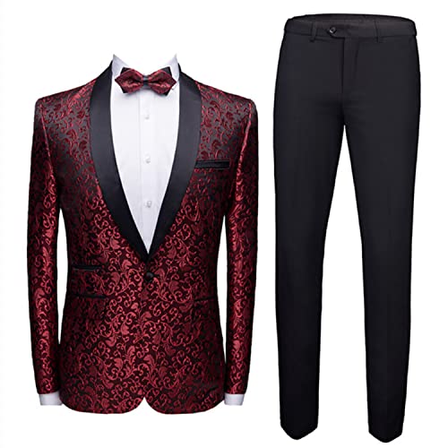 Costume homme deux pièces jacquard haut de gamme avec col châle satiné pour cérémonie unique