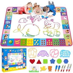 Water Doodle Mat – Kids Painting Writing Doodle Toy Board – Color Doodle Drawing Mat Bring Magic Pens Educational Toys for Age 3 4 5 6 7 8 9 10 11 12 Year Old Girls Boys Age Toddler Gift (Pink)