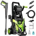 2026NEW Pressure Power Washers, Flow Rate:420 l/h, Pressure:max.145 bar, Area Coverage: 50㎡/h, with Hose Reel, Foam Cannon & Adjustable 6-in-1 Nozzles, Jet Washer for Fences, Cars, Patios and Driveway