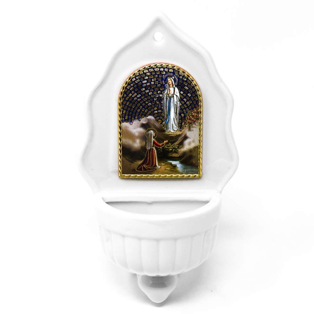 Buy Holy Water Font Lourdes Apparition with a Bottle of Lourdes Holy Water & Lourdes Prayer Card
