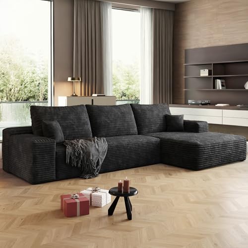 Image of 96 inch Sectional Couches for Living Room Cloud Couch Sofa with L-Shape Upholstered Boneless Couchs Modern Modular Sectional Couch with Chaise