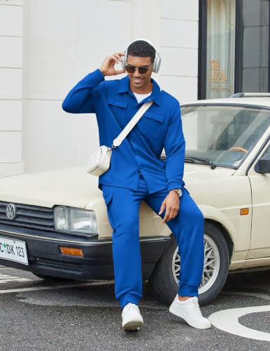 COOFANDY Mens Jogger Tracksuit Set Lightweight Sweatsuit, Royal Blue, Large - image 4
