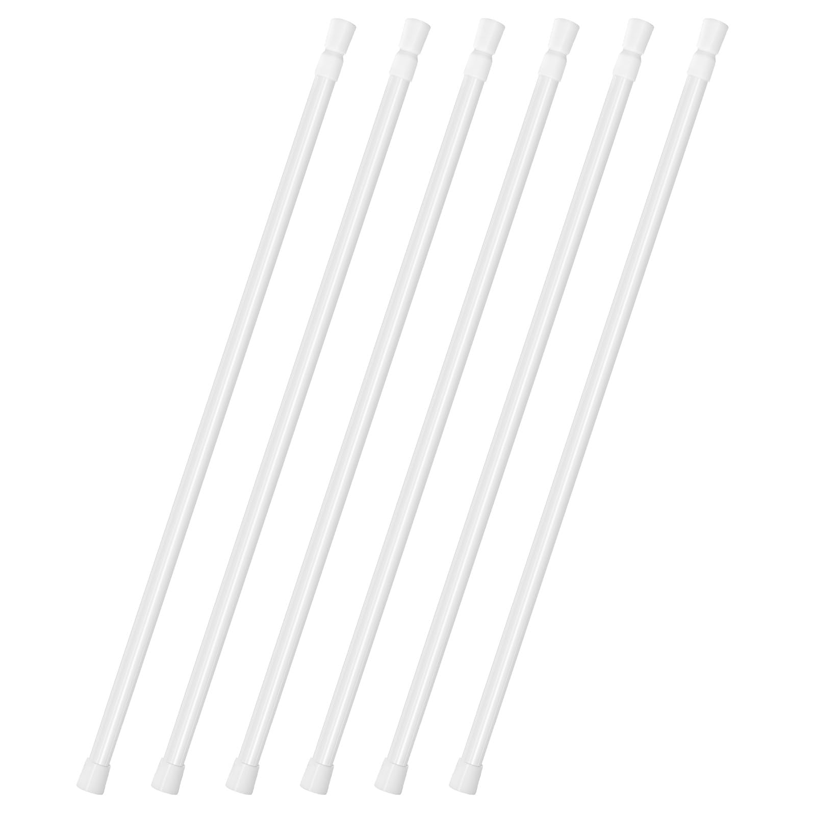 6PCS 103-190cm Curtain Poles Telescopic Tension Curtain Rail No Drill Adjustable Tension Rod Shower Rail Curtain Pole for Kitchen Cupboard Bathroom Window White