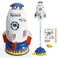 Skirfy Sprinklers for Yard Rocket Outdoor Water Toys for Kids, Rocket Design Powered Lift Off 9-16ft & Spin, Summer Garden Water Play Toys & Birthday Gift for Girls Boys Age 3-12 Year Old