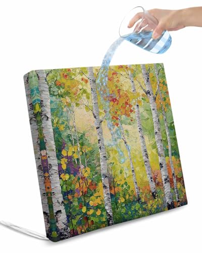 Hokiten Modern Oil Painting Outdoor Cushion Chair Cover Set of 2 - Waterproof Couch Seat Covers, Summer Botanical Yellow Green Patio Furniture Protector Cushions Slipcovers for Sofa/RV, 22