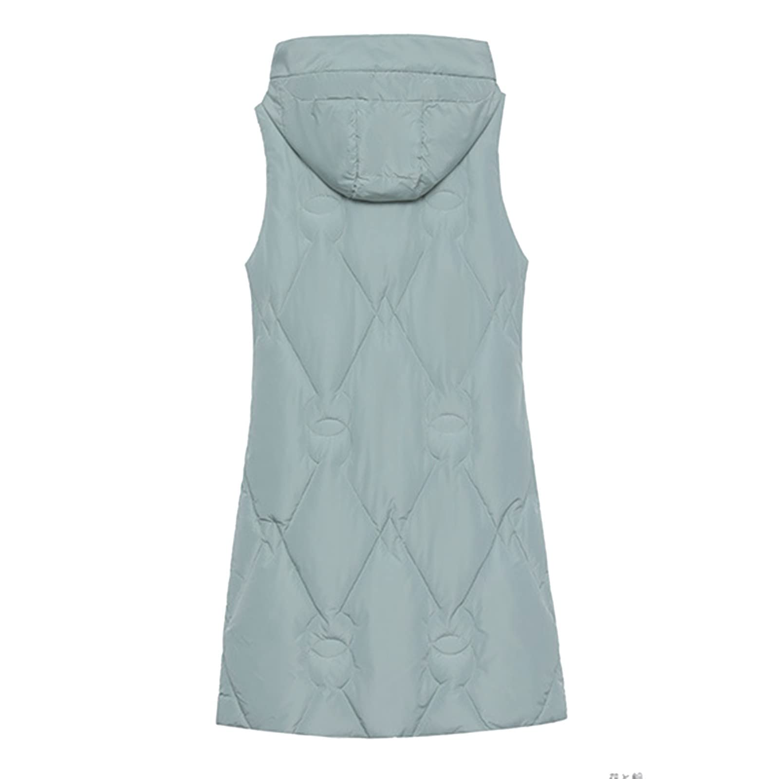 Gilet in piuma da donna, leggero, elegante, lungo, classico, senza maniche, alla moda, per le mezze stagioni, con tasche, giacca a vento impermeabile