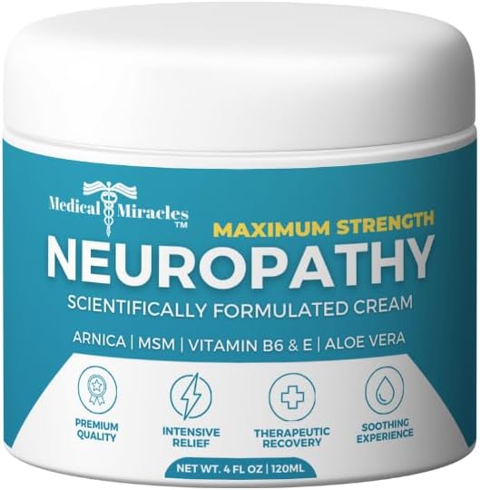 Neuropathy Cream | Nerve Therapy Max-Potency Relief Cream for Feet, Hands, Legs, and Toes - Enriched with Arnica, Vitamin B6, Aloe Vera, MSM - Crafted for Exceptional Relief 4oz