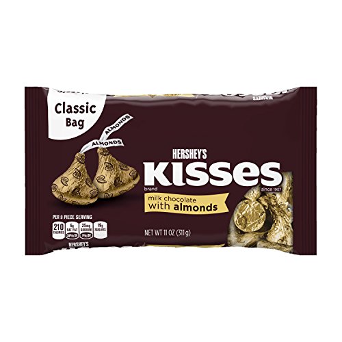 HERSHEY'S Kisses Chocolate Candy with Almonds, 11 Ounce (Pack of 6)