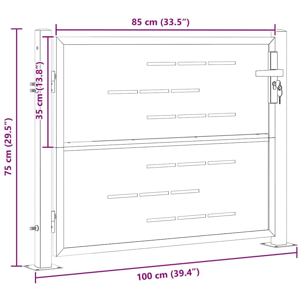 vidaXL Puerta de jardín Plateado 85 x 70 cm Acero inoxidable, Jardín y Terraza, Rectangular, Moderno, Ideas de Diseño para un Espacio Exterior Bonito, Inspiración de Paisajismo, Áreas de Relax