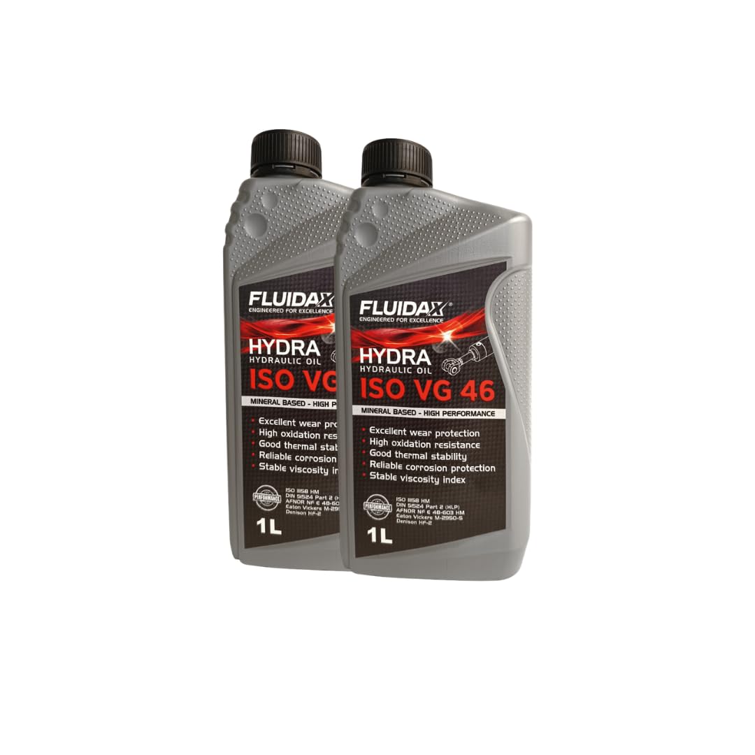 FLUIDAX 1 Litro Olio idraulico ISO VG 46 HLP per Impianti Idraulici, Lubrificante Minerale Antiusura, Antiruggine, Antischiuma, Elevato indice di Viscosità HLP - DIN 51524-51525 - ISO HM - 1
