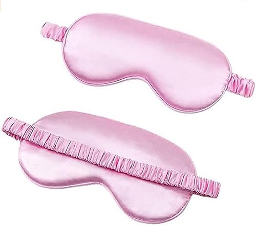 Máscara de ojos de seda de morera para dormir, para hombres y mujeres, con correa elástica, color rosa