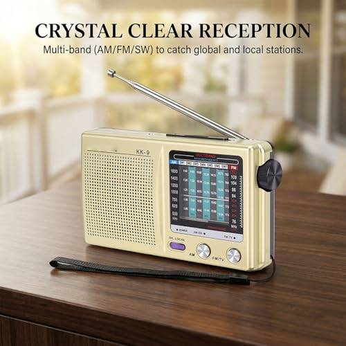 Radio portátil Yoidesu AM FM con onda corta y batería miniatura 6