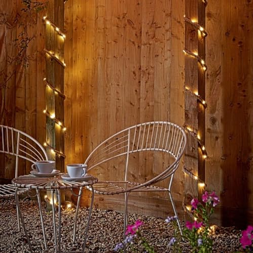 ZeiLaBang Kakadi Solar Lichterkette Seil,5M Solar Hanfseil Lichterkette mit 100 LEDs,Wasserdicht Fee lichterkette Aussen,solar Rope Lights für Garten Balkon Terrasse Weihnachten Party