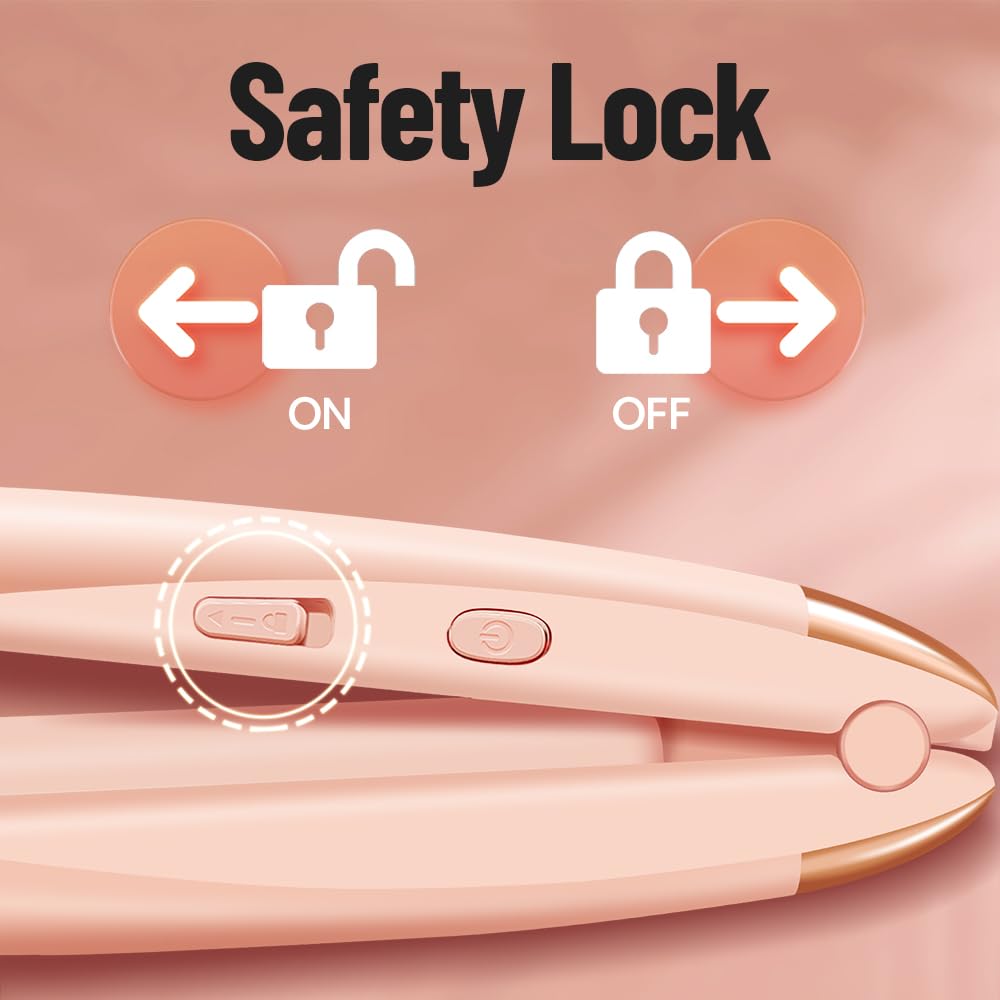 Sunmay Voga Cordless Hair Straightener and Curler 2 in 1, Mini Flat Iron Hair Straightener for Touching Up Short Thin Fine Hair, Portable Travel Curling Wand & Straightening Iron with USB Rechargeable