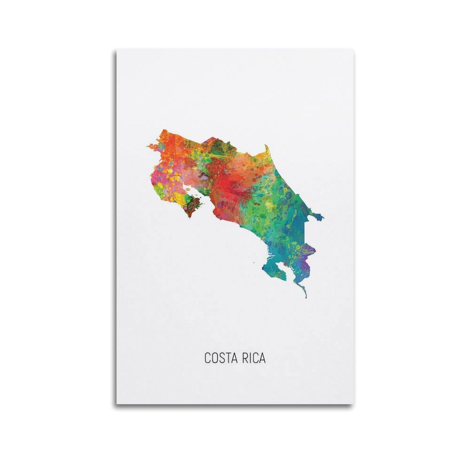 MJZLQN Map Poster Of Costa Rica With Watercolor Poster Decorative Painting Canvas Wall Posters And Art Picture Print Modern Family Bedroom Decor Posters 24x36inch(60x90cm)