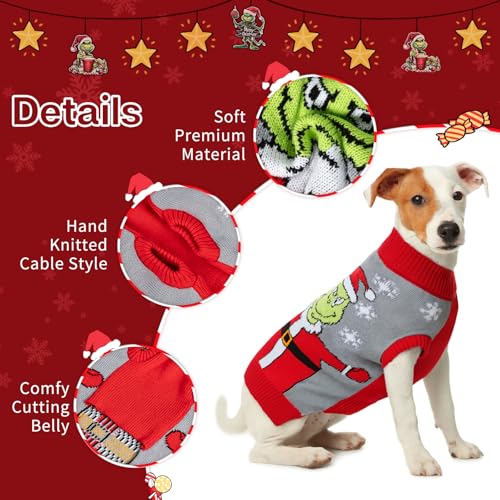 FWLWTWSS Weihnachten Hundepullover, Winter Warmer hundepulli Sweater mit Rollkragen, Geschenke für kleine und mittelgroße Hunde（L）