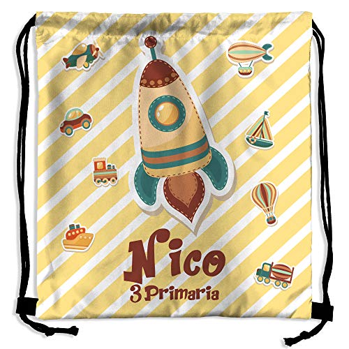 Mochila Saco niño Personalizada con Nombre. de Cuerdas Personalizada. Vuelta al Cole