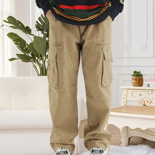 Men's Baggy Workout Cargo Pants Loose Y2K Casual Hiking Pants with Multi Pockets Camping Running Straight Trousers4