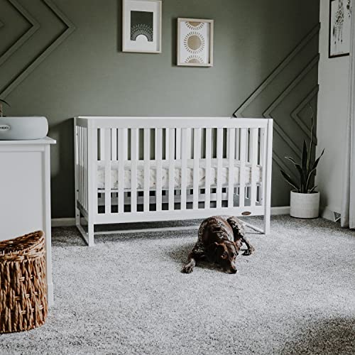 Image of Dream On Me Arlo 5-in-1 Convertible Full-Size Baby Crib in White, GreenGuard Gold & JPMA, Converts to Toddler, Day & Full-Size Bed, 3 Mattress Heights, Non-Toxic Finish, Sustainable Pinewood