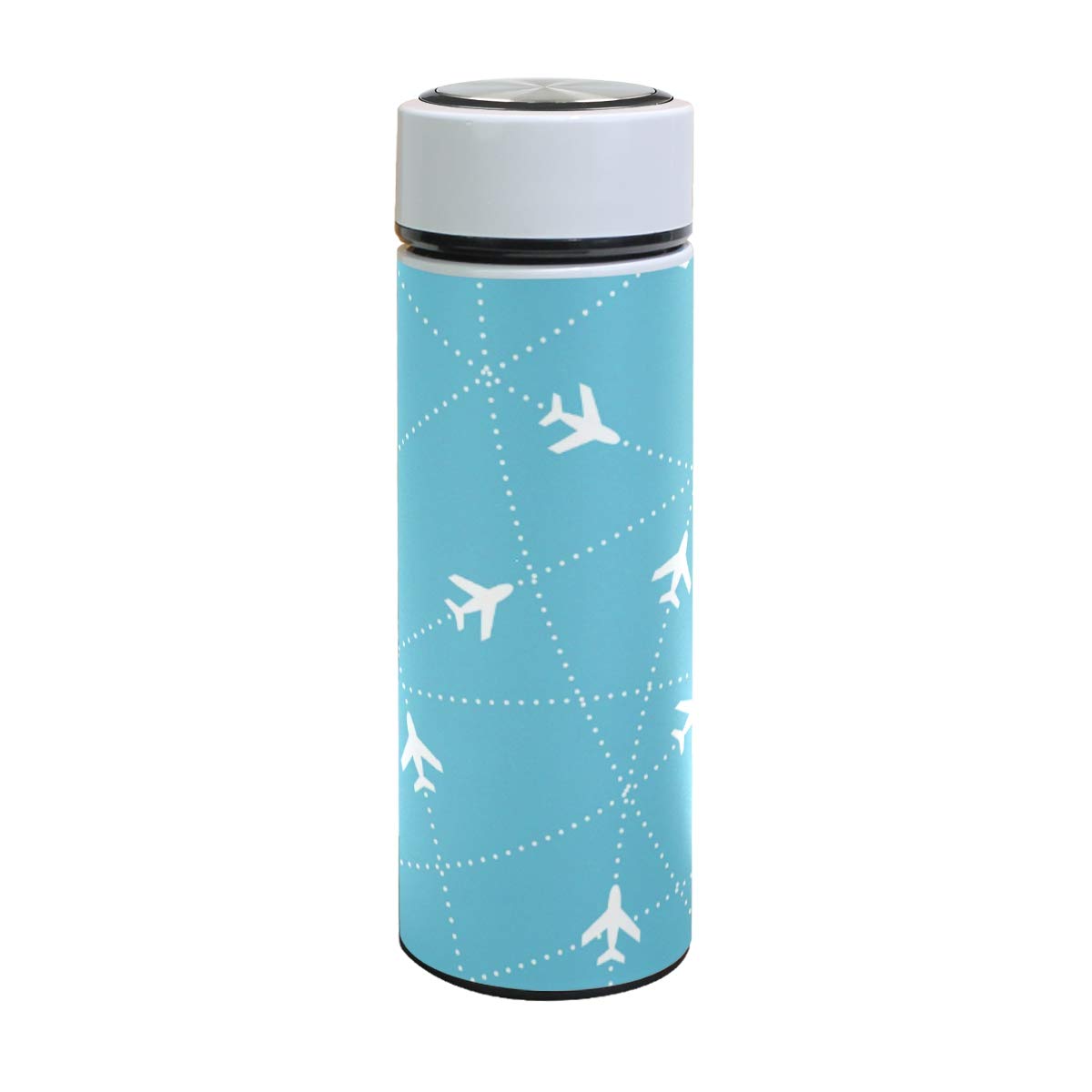 Amazon｜ミヤビヤ 水筒 500ml 飛行機柄 航空機柄 ブルー ステンレス