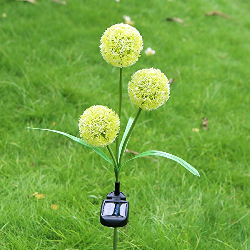 Solar Powered Dandelion Solar LED Lights Outdoor Waterproof LED Lamps for Garden Backyard Lawn Landscape Decoration Illumination (White)