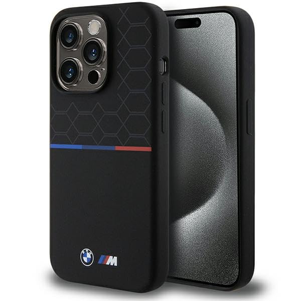 CG MOBILE BMW BMHMP15L22SMPK Coque rigide pour iPhone 15 Pro 6,1"" Noir Motif en silicone M