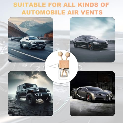 Image of KVAEY 2PCS Car Diffuser Air Freshener Bottle, Refillable Empty Glass Perfume Bottles with Vent Clip, Universal Essential Oil Diffuser for Most Vehicles, Interior Car Accessories (2PCS, Word)