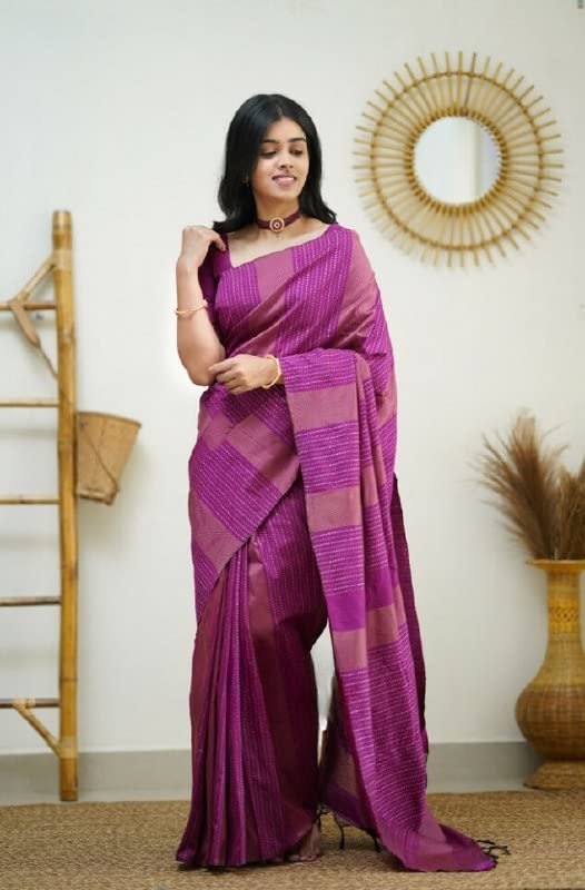 Image of Flosive Women's Kanjivaram Pure Zari Woven Soft Silk Saree With Blouse Piece (Mix Color)