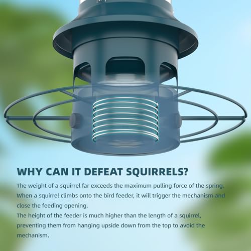 Image of Metal Squirrel Proof Bird Feeders for Outdoors Hanging 4.0 LB Large Capacity,Easily Beat Squirrels,Easy to Clean and Fill,Waterproof,Attracting Finch,Cardinal,Chickadee and More